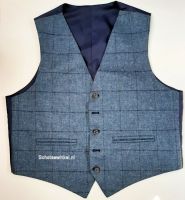Waistcoat Use Blue Window Pane Flinstone Tweed, Large